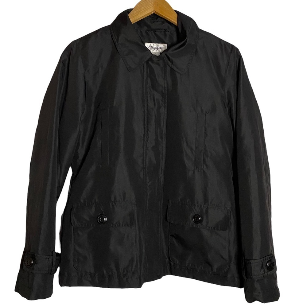 Easy Spirit Black Long Sleeve Collared Jacket Small